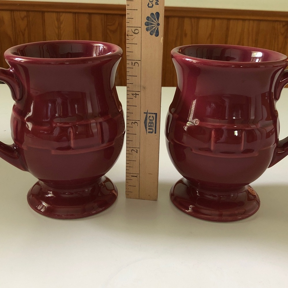 Longaberger Woven Traditions Paprika Red Latte Pedestal Mugs - Set of 2 - Picture 4 of 6